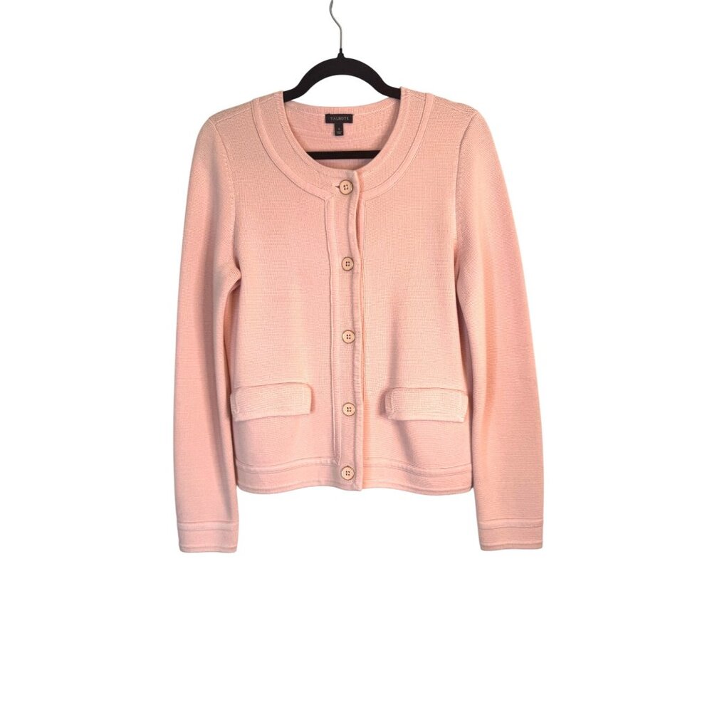 Talbots Size Small Light Pink Button-Front Cardig… - image 4